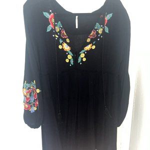 embroidered black free people tunic dress